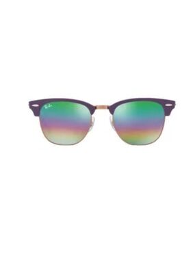 Ray-Ban Clubmaster in Purple Tortoise with Rainbow Mirrored Lenses